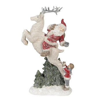 Dekorativní figurka Santa Clause na sobovi Clayre & Eef 6PR3956
