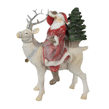 Dekorativní figurka Santa Clause na sobovi Clayre & Eef 6PR3957