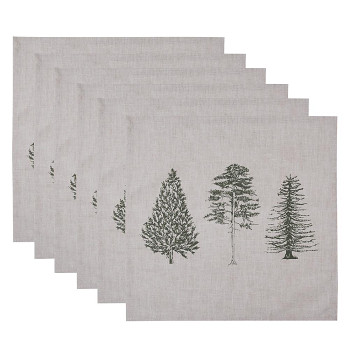 Textilní ubrousky NATURAL PINE TREES (sada 6 kusů) Clayre & Eef NPT43
