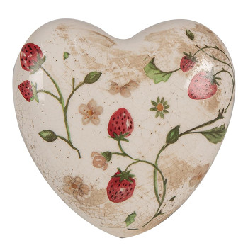 Dekorativní keramické srdíčko WILD STRAWBERRIES Clayre & Eef 6CE1637