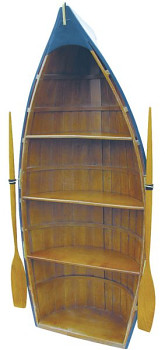 Dřevěná police ve tvaru člunu