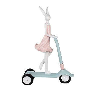 Vysoká dekorativní figurka králičí holky na koloběžce Clayre & Eef 5PR0133