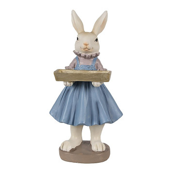 Dekorativní figurka králičí mamky s podnosem Clayre & Eef 6PR4012