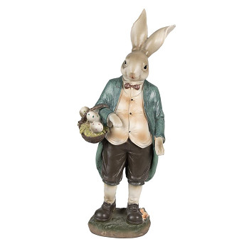 Dekorativní figurka králíka s košíkem Clayre & Eef 6PR4023