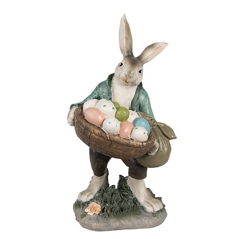 Dekorativní figurka králíka s košíkem vajec Clayre & Eef 6PR4028