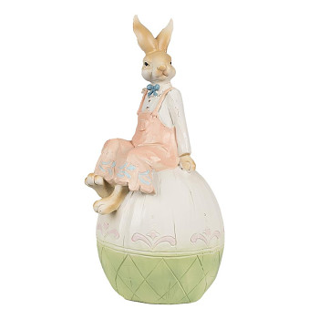 Dekorativní figurka králičí holky na vajíčku Clayre & Eef 6PR4030