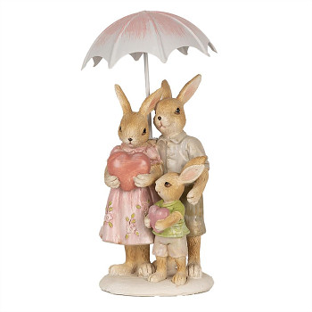 Dekorativní figurka králičí rodinky pod deštníkem Clayre & Eef 6PR4106