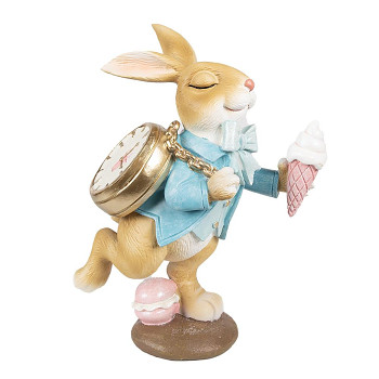 Dekorativní figurka králíka s hodinkami a zmrzlinou Clayre & Eef 6PR4146