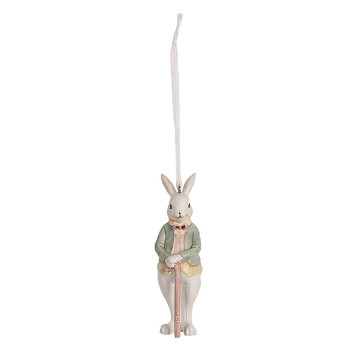 Dekorativní figurka králičího taťky s hůlkou Clayre & Eef 6PR4987