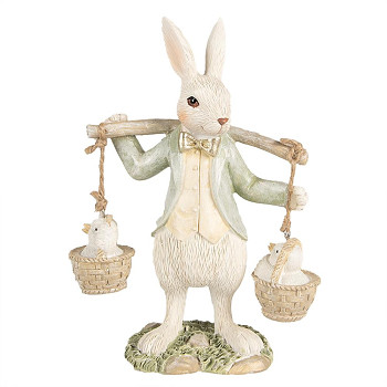 Dekorativní figurka králíka s kuřátky Clayre & Eef 6PR4993