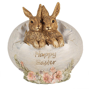 Dekorativní figurka dvou králíčků ve vajíčku Clayre & Eef 6PR5007