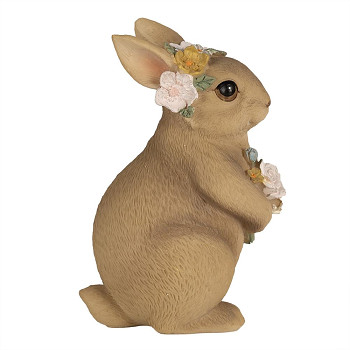 Dekorativní figurka králíka s květinou za uchem Clayre & Eef 6PR5012