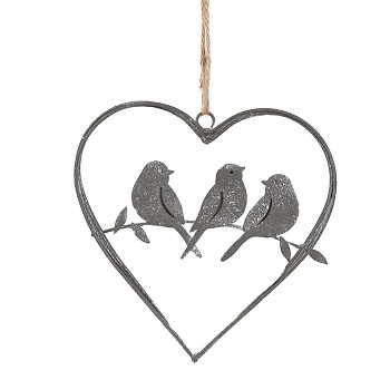 Dekorativní kovové srdce BIRDS Clayre & Eef 6Y5559