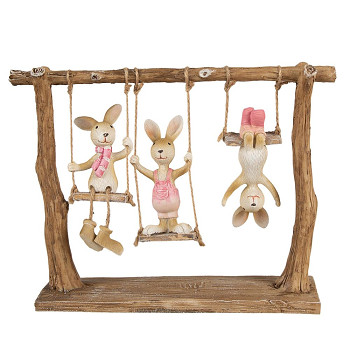 Dekorativní figurka králíčků na houpačce Clayre & Eef 6PR5010