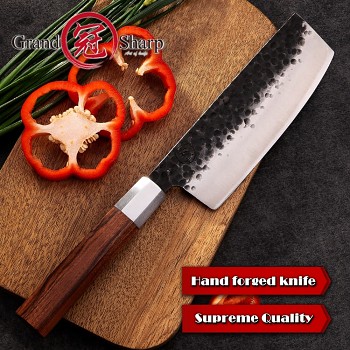 Nůž Nakiri 6.7" GRAND SHARP TOKUŠIMA vysoce uhlíková ocel, ruční výroba